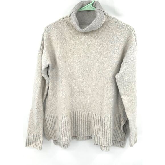 Lou & Grey‎ Size L Long-Sleeved Turtleneck Pullover Sweater Gray Warm Wool - Picture 1 of 4